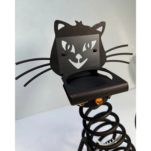 PartyLite STONES Candle Holder P8608 Metal Cat Skeleton Tea or Votive Halloween - Picture 6 of 10